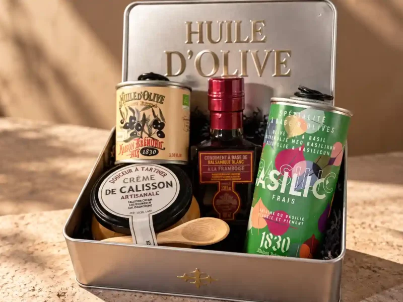 Coffret gourmand d’huile d’olive artisanale aux saveurs de Provence